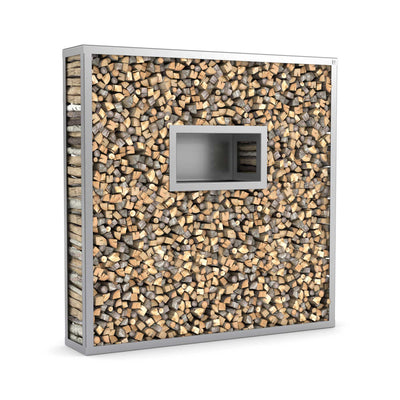 Porta legna Creasteel con pannello posteriore_acciaio inox