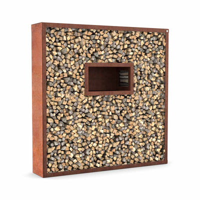 Rastrelliera per legna da ardere con pannelli laterali e posteriori personalizzati, acciaio inox