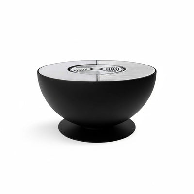 Recipiente per il fuoco con anello per grigliare, regolabile in altezza 100, acciaio inox nero