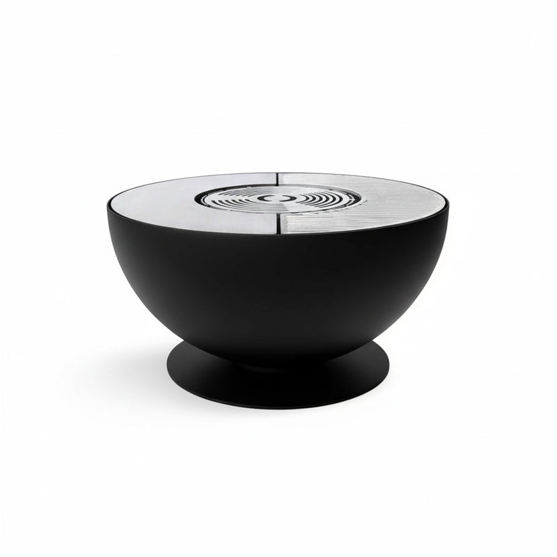 Recipiente per il fuoco con anello per grigliare, regolabile in altezza 100, acciaio inox nero