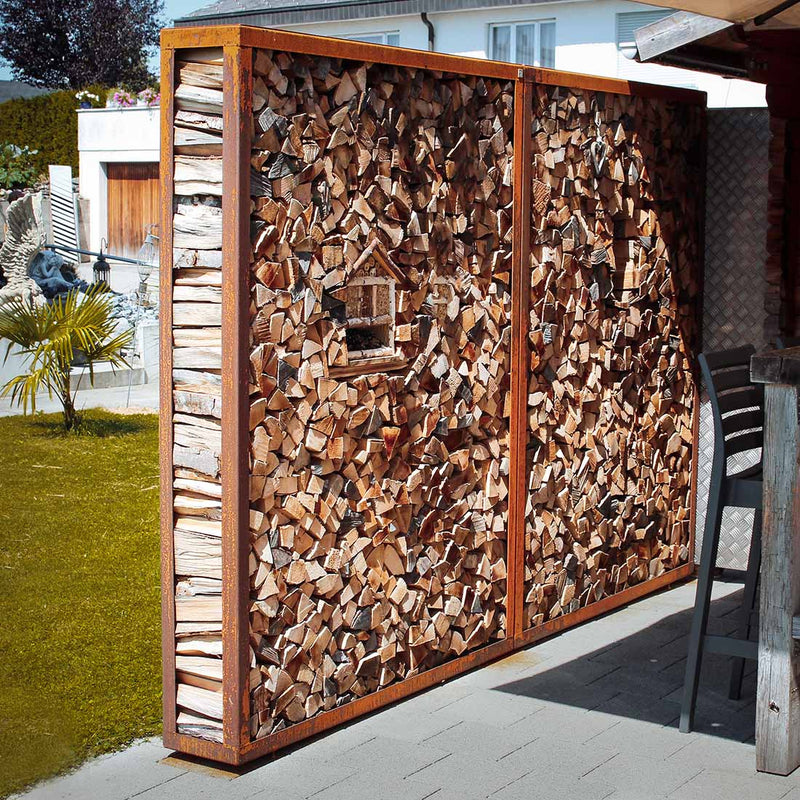 Porta legna 200x120cm, acciaio inox