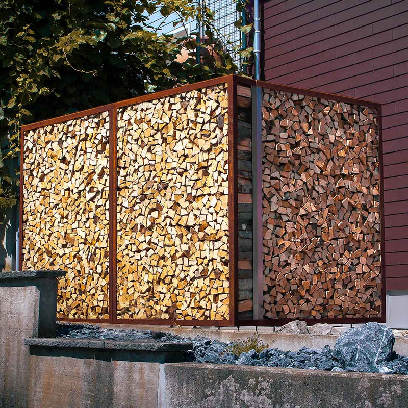 Porta legna 200x200cm, acciaio inox
