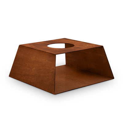 Base per focolare con vano per la legna, acciaio inox